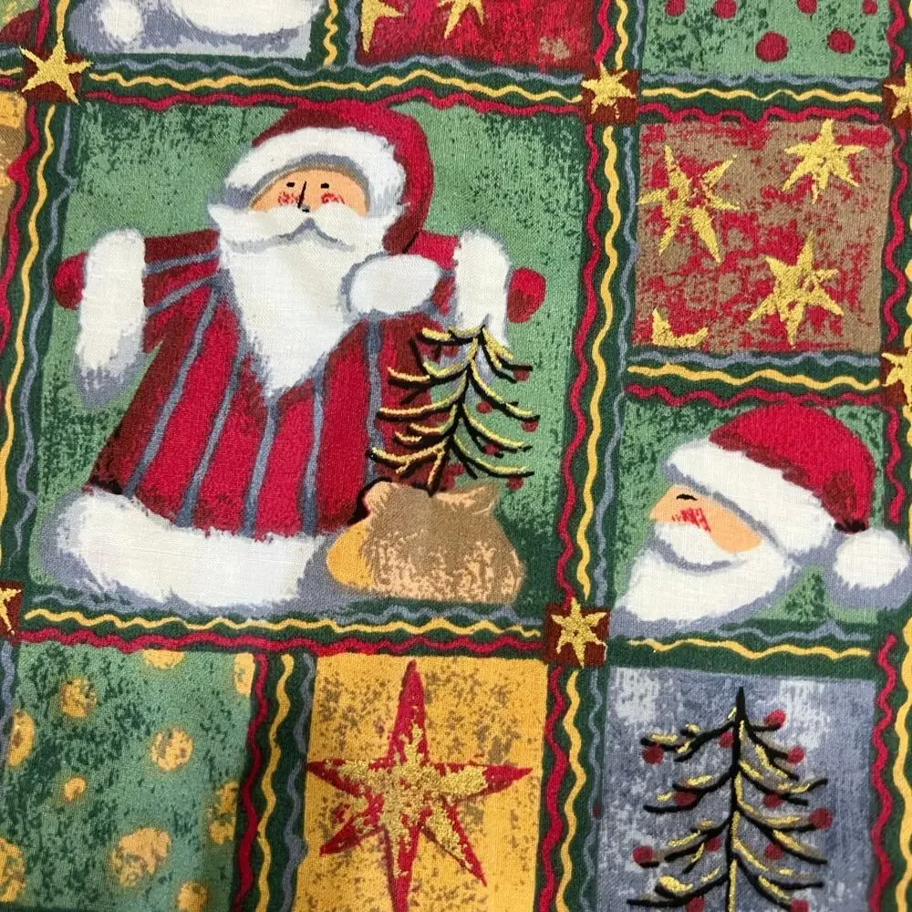 Vintage Handmade Christmas Santa Table Runner 40.5 in